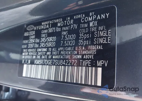 2025 Hyundai Palisade Calligraphy z USA, uszkodzony, nr VIN KM8R7DGE7SU842272